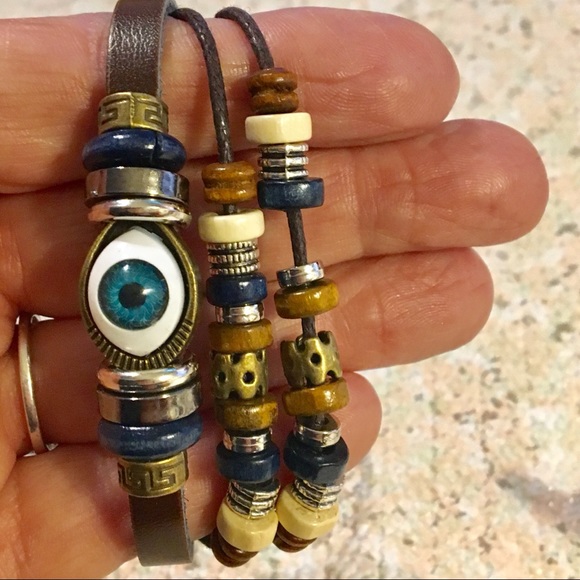 Leather Lucky “Evil Eye” Bracelet Adjustable - Picture 6 of 6